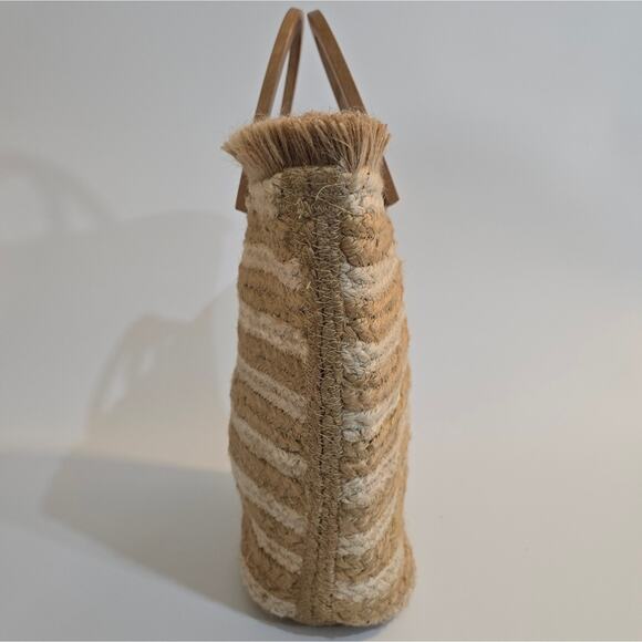 W Antik Kraft Hashree Jute Tote Bag Cream Beige Earthy Beach Vacation Wooden - Picture 8 of 11